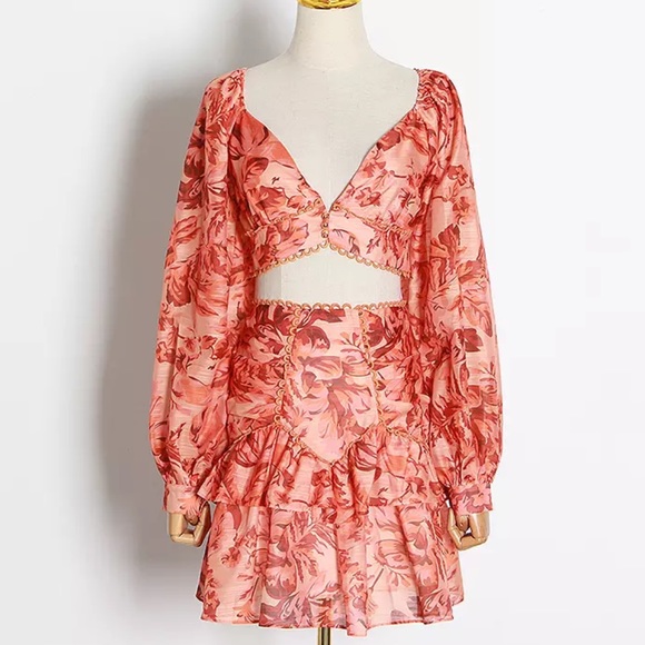 Dresses & Skirts - NWT Orange Floral Women Two Piece Set